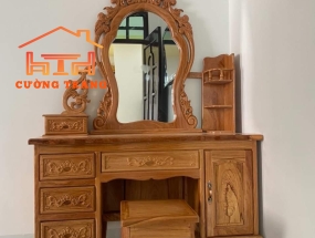 BÀN TRANG ĐIỂM GỖ GÕ ĐỎ 100%