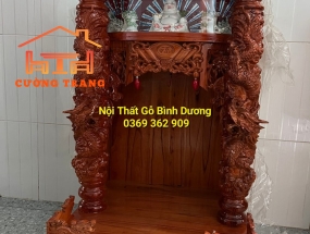 ÔNG ĐỊA GỖ XOAN RỒNG CUỘN MÂY 56