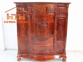 TỦ THỜ GỖ TRÀM BÔNG VÀNG NGANG 1M27
