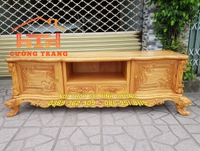 KỆ TV GỖ GÕ ĐỎ 100% MẪU LOUIS TÂN CỔ ĐIỂN 2M