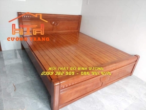GIƯỜNG NGỦ GỖ XOAN ĐÀO DÁT PHẢN 1M6