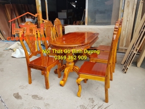 BÀN ĂN GỖ TRÀM BÔNG VÀNG 6 GHẾ