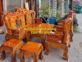 SALON GỖ TRÀM BÔNG VÀNG MẪU RỒNG ĐỈNH