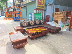 SOFA GÓC L GỖ SỒI NGA MẪU THUYỀN