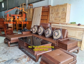 SOFA GÓC L GỖ SỒI NGA MẪU CHÂN ĐÙI GÀ