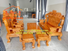 SALON GỖ SỒI NGA CỘT 12 TAY KHUỲNH