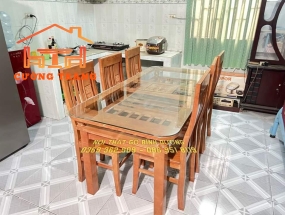 BÀN ĂN 2 TẦNG GỖ SỒI NGA 6 GHẾ