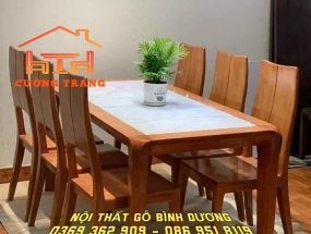 BÀN ĂN MẶT ĐÁ MÀU HƯƠNG GỖ SỒI NGA