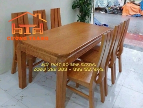 BÀN ĂN GỖ SỒI NGA MÀU HƯƠNG
