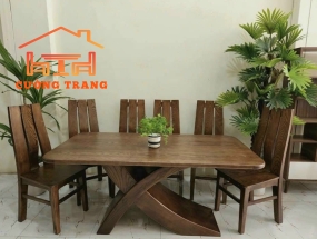 BÀN ĂN GỖ SỒI NGA MÀU ÓC CHÓ