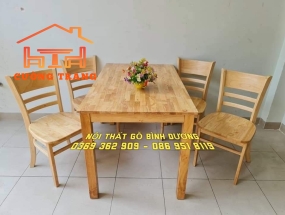 BÀN ĂN GỖ CAO SU 4 GHẾ