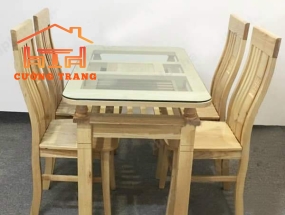 BÀN ĂN 2 TẦNG GỖ SỒI NGA 4 GHẾ