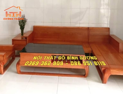 SOFA GÓC L GỖ SỒI NGA MẪU CHÂN ĐÙI GÀ