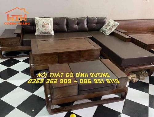 SOFA GÓC L GỖ SỒI NGA MẪU CHÂN ĐÙI GÀ
