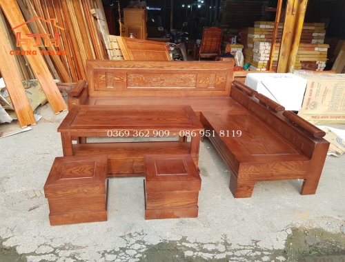 SOFA GÓC NHỎ MÀU ÓC CHÓ GỖ SỒI NGA