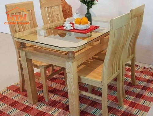 BÀN ĂN 2 TẦNG GỖ SỒI NGA 4 GHẾ