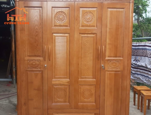 TỦ ÁO GỖ SỒI NGA  HẬU GỖ