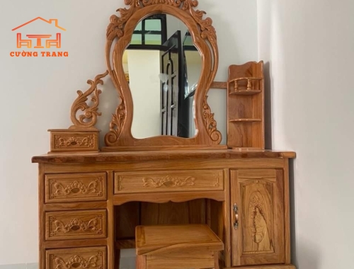 BÀN TRANG ĐIỂM GỖ GÕ ĐỎ 100%