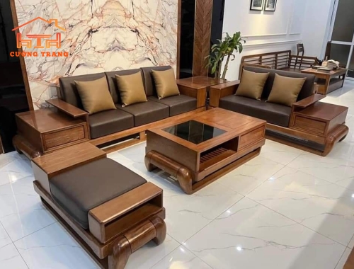 SOFA 2 BĂNG GỖ SỒI NGA CHÂN ĐÙI GÀ