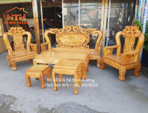 SALON GỖ GÕ ĐỎ RỒNG BÁT TIÊN CỘT 12