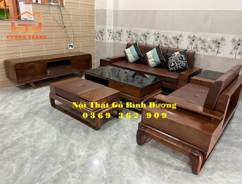 SOFA 2 BĂNG GỖ SỒI NGA CHÂN ĐÙI GÀ
