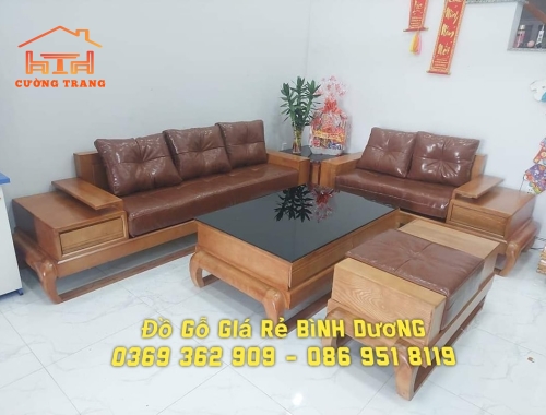 SOFA 2 BĂNG GỖ SỒI NGA CHÂN ĐÙI GÀ