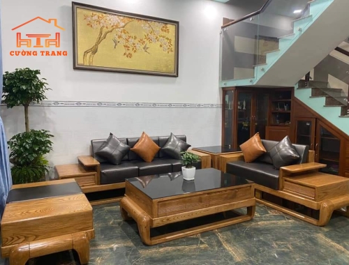 SOFA 2 BĂNG GỖ SỒI NGA CHÂN ĐÙI GÀ
