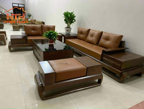 SOFA 2 BĂNG GỖ SỒI NGA CHÂN ĐÙI GÀ
