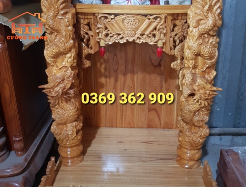 ÔNG ĐỊA GỖ XOAN RỒNG CUỘN