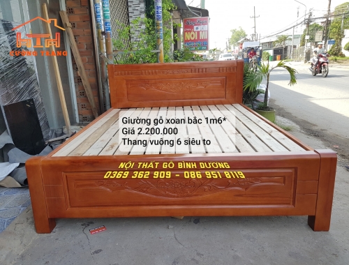 GIƯỜNG NGỦ GỖ XOAN TA 1M8