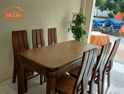 BÀN ĂN GỖ SỒI NGA MÀU HƯƠNG