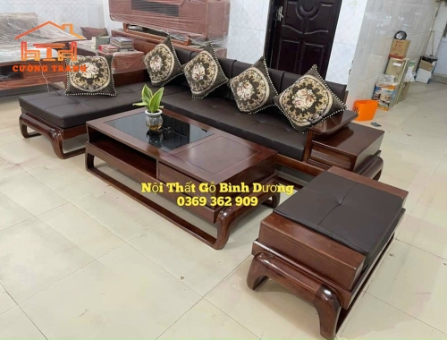 SOFA GÓC L GỖ SỒI NGA MẪU CHÂN ĐÙI GÀ