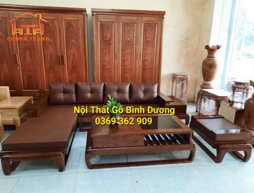 SOFA GÓC L GỖ SỒI NGA MẪU CHÂN ĐÙI GÀ