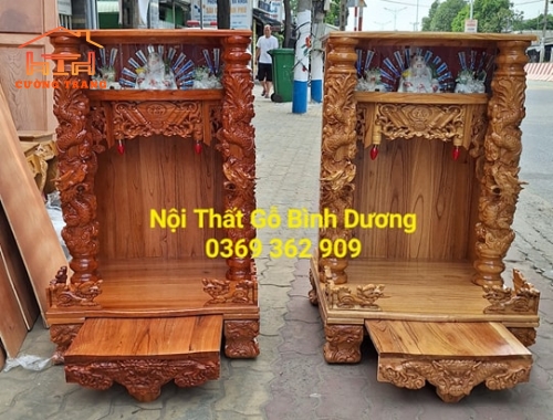 ÔNG ĐỊA GỖ XOAN RỒNG CUỘN MÂY 56