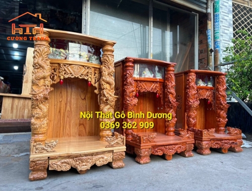 ÔNG ĐỊA GỖ XOAN RỒNG CUỘN MÂY 56