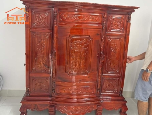 TỦ THỜ GỖ TRÀM BÔNG VÀNG NGANG 1M47