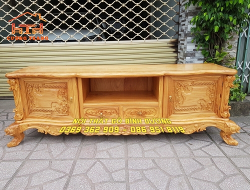 KỆ TV GỖ GÕ ĐỎ 100% MẪU LOUIS TÂN CỔ ĐIỂN 2M