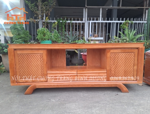 KỆ TV GỖ SỒI CHÂN THUYỀN 1M8