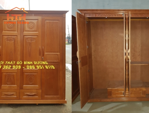 TỦ ÁO GỖ SỒI NGA  HẬU GỖ
