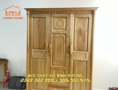 TỦ ÁO GỖ SỒI NGA 1M6 HẬU GỖ