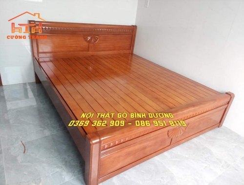 GIƯỜNG NGỦ GỖ XOAN ĐÀO DÁT PHẢN 1M6