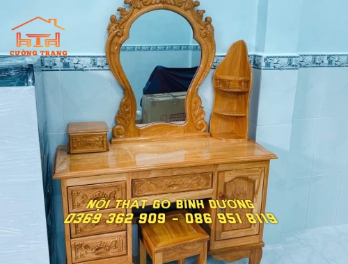 BÀN TRANG ĐIỂM GỖ GÕ ĐỎ 100%