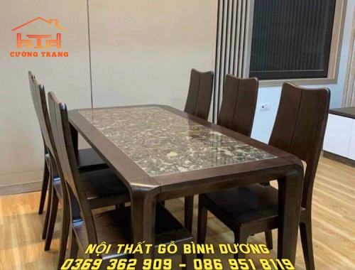 BÀN ĂN MẶT ĐÁ MÀU HƯƠNG GỖ SỒI NGA