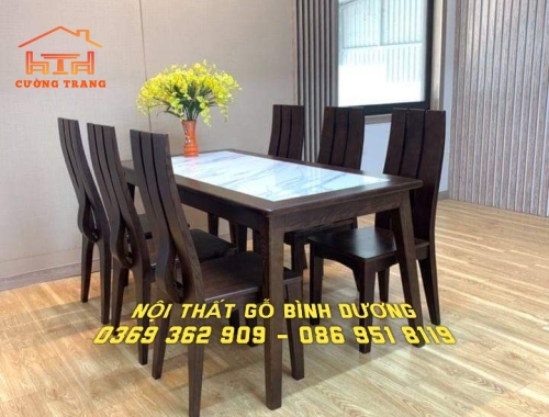 BÀN ĂN MẶT ĐÁ MÀU HƯƠNG GỖ SỒI NGA