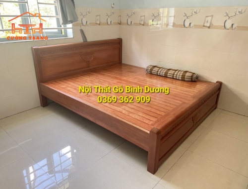 GIƯỜNG NGỦ GỖ XOAN ĐÀO DÁT PHẢN 1M6