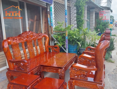 SALON GỖ TRÀM BÔNG VÀNG MẪU RỒNG ĐỈNH