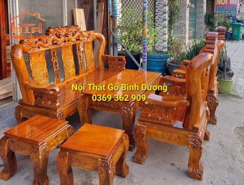 SALON GỖ TRÀM BÔNG VÀNG MẪU RỒNG ĐỈNH