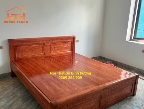 GIƯỜNG NGỦ GỖ XOAN ĐÀO DÁT PHẢN 1M6