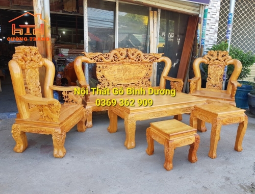 SALON GỖ GÕ ĐỎ RỒNG BÁT TIÊN CỘT 12