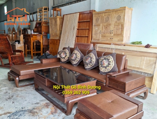 SOFA GÓC L GỖ SỒI NGA MẪU CHÂN ĐÙI GÀ